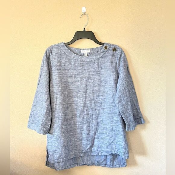 Ellen Tracy Linen Blend 3/4 Sleeve Pullover Top - Picture 1 of 6